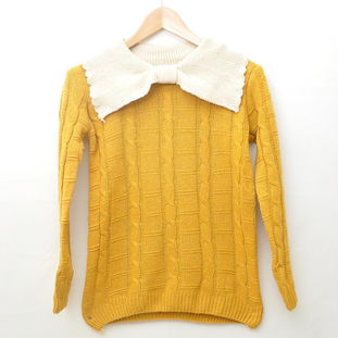 2012秋冬女裝潮流 日系甜美復古風，大蝴蝶結翻領針織衫點亮衣櫥